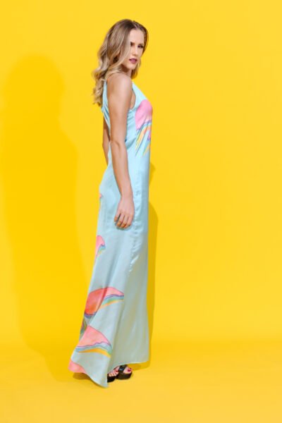 Petal Bloom printed satin dress