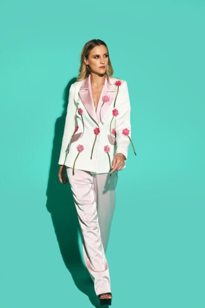 Mid-rise crêpe straight pants